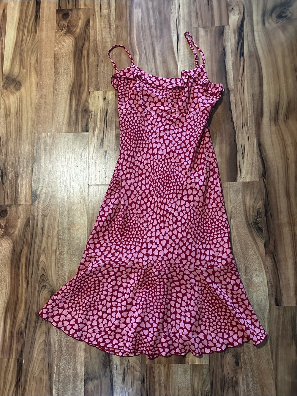 Jonathan Martin Pink Heart Print Midi Dress Women’s Size 11 Cowl Neck Valentines - Picture 2 of 8